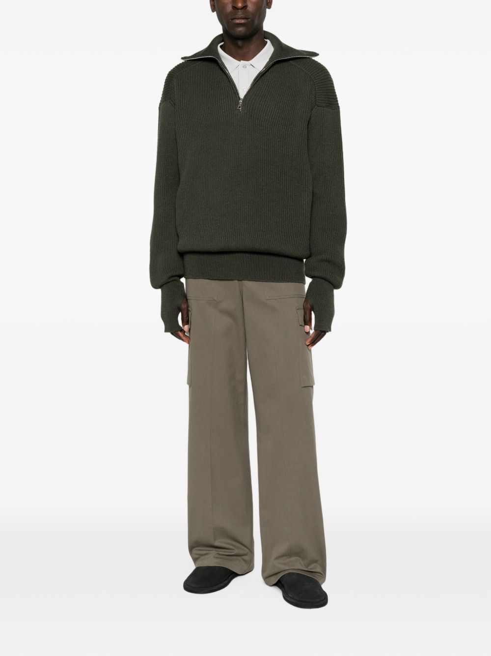 High-neck zip-up sweater KNW82 FSHFOREST RIER