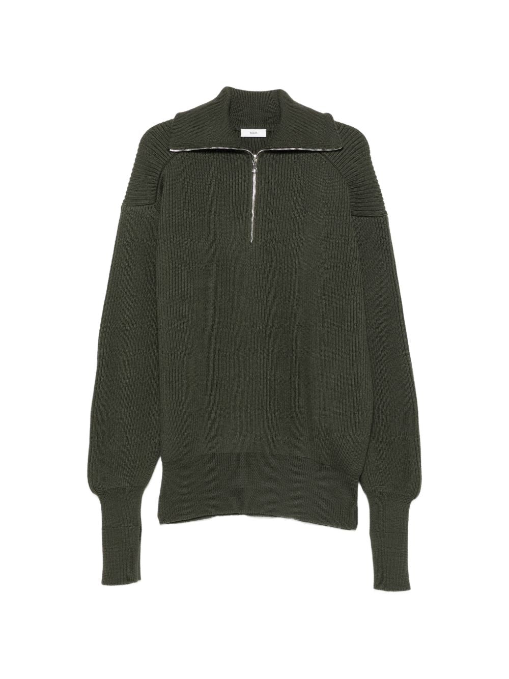 High-neck zip-up sweater KNW82 FSHFOREST RIER