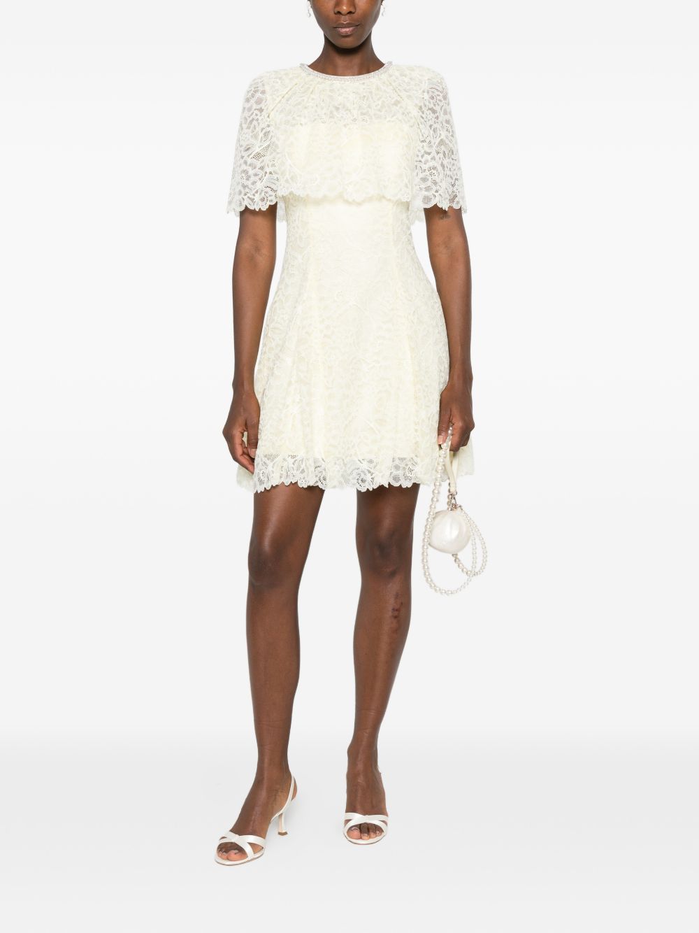 Lace cape mini dress 099S YELLOW SELF-PORTRAIT