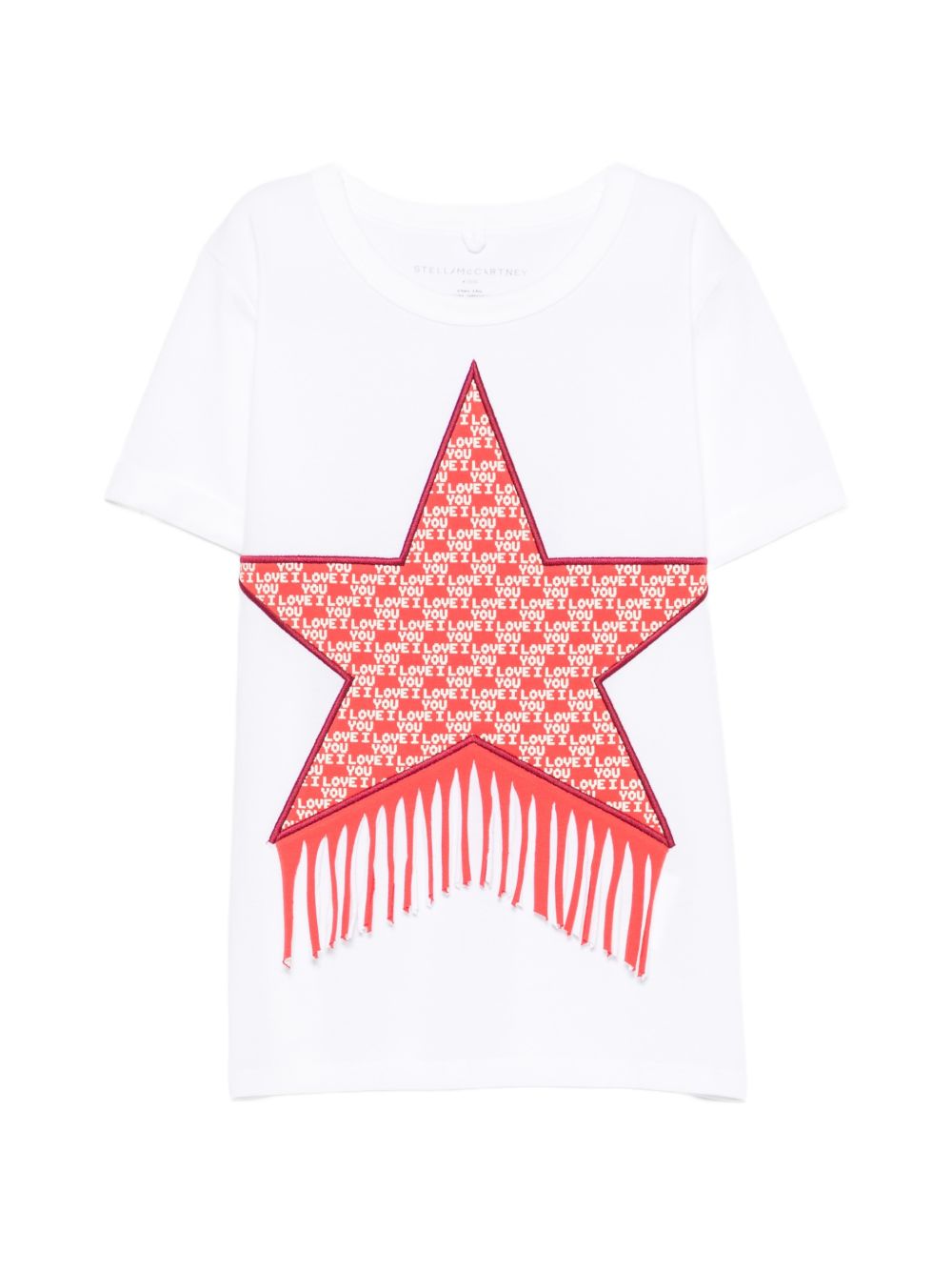 Fringe-detail star-patch T-shirt TZ8A31 Z3772100 STELLA McCARTNEY KIDS