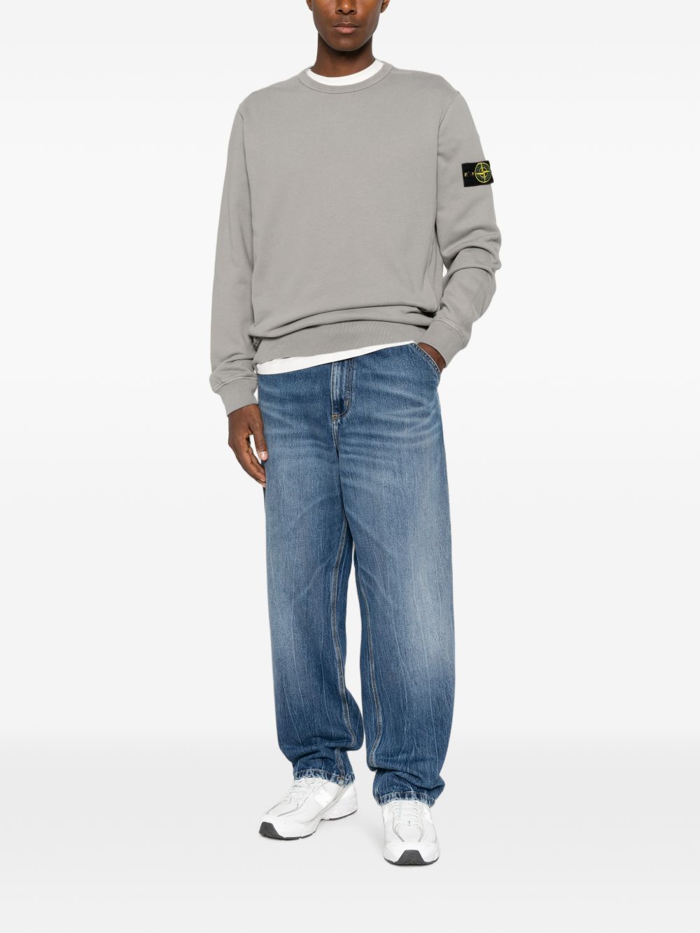 Logo-patch cotton sweatshirt L2S156100049 S0A20V0060 STONE ISLAND