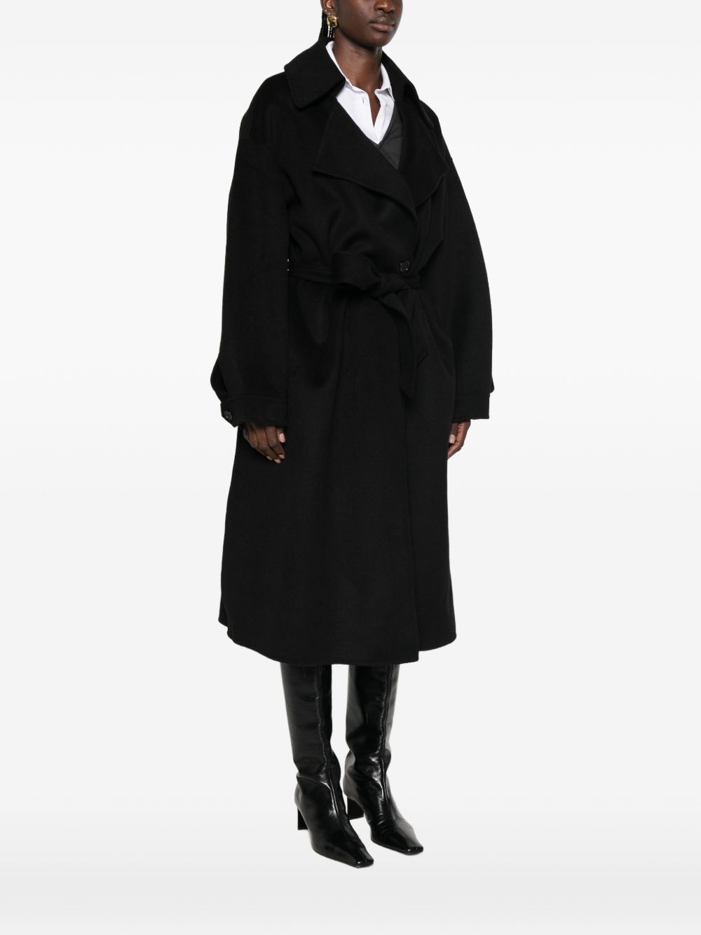 belted double-breasted coat COFS22682100 BLACK THE FRANKIE SHOP