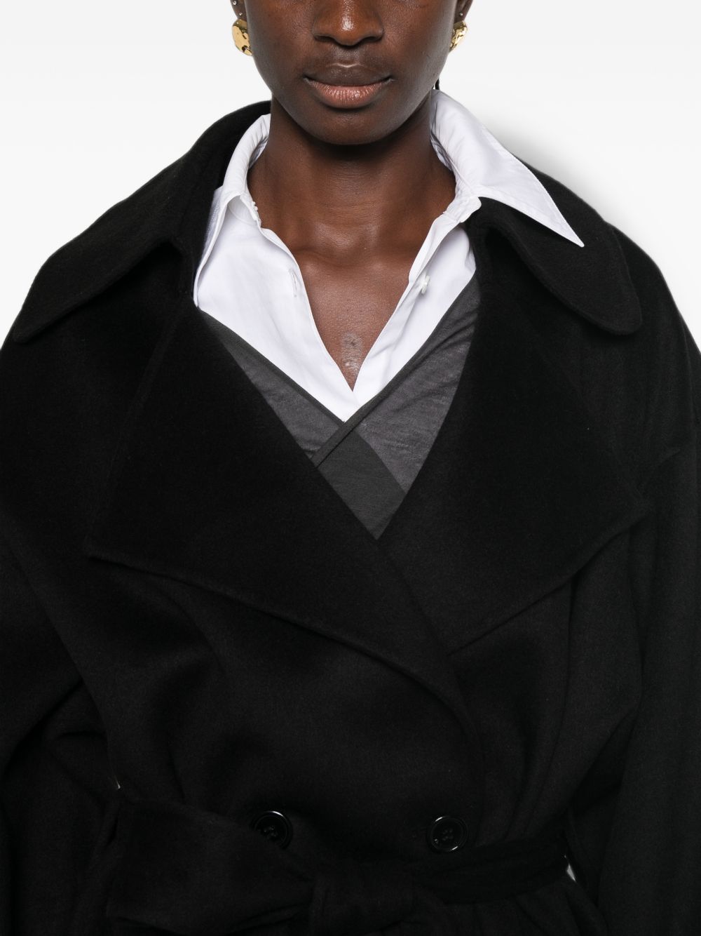 belted double-breasted coat COFS22682100 BLACK THE FRANKIE SHOP