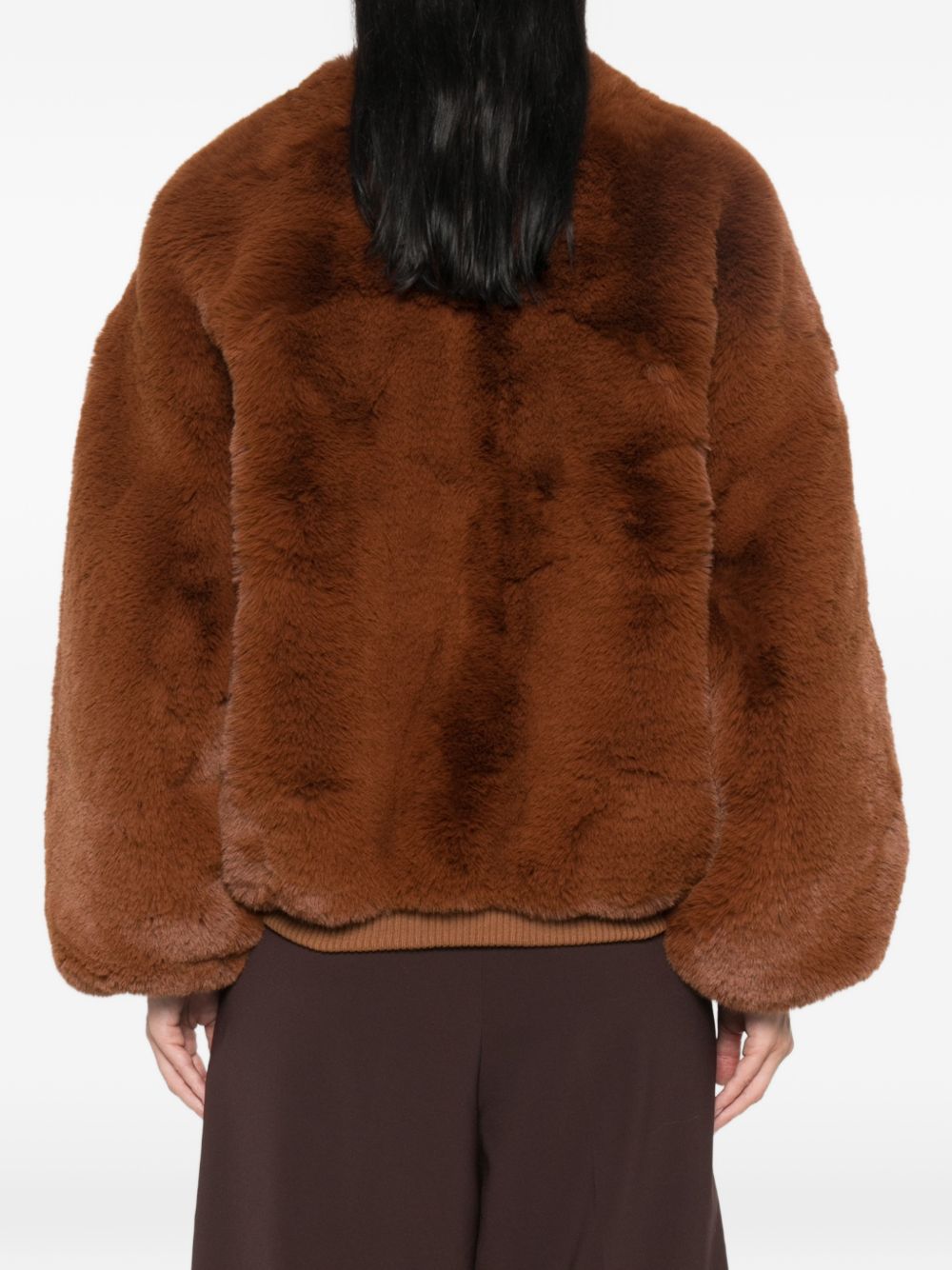 SENNA faux fur collarless jacket JAFS22737246 BRONZE THE FRANKIE SHOP