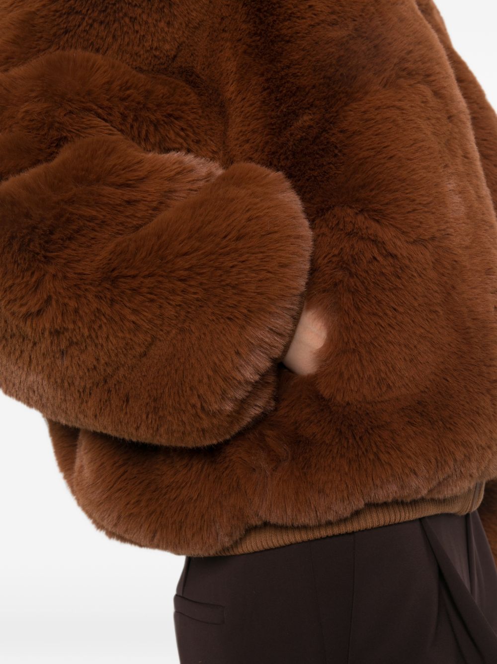 SENNA faux fur collarless jacket JAFS22737246 BRONZE THE FRANKIE SHOP