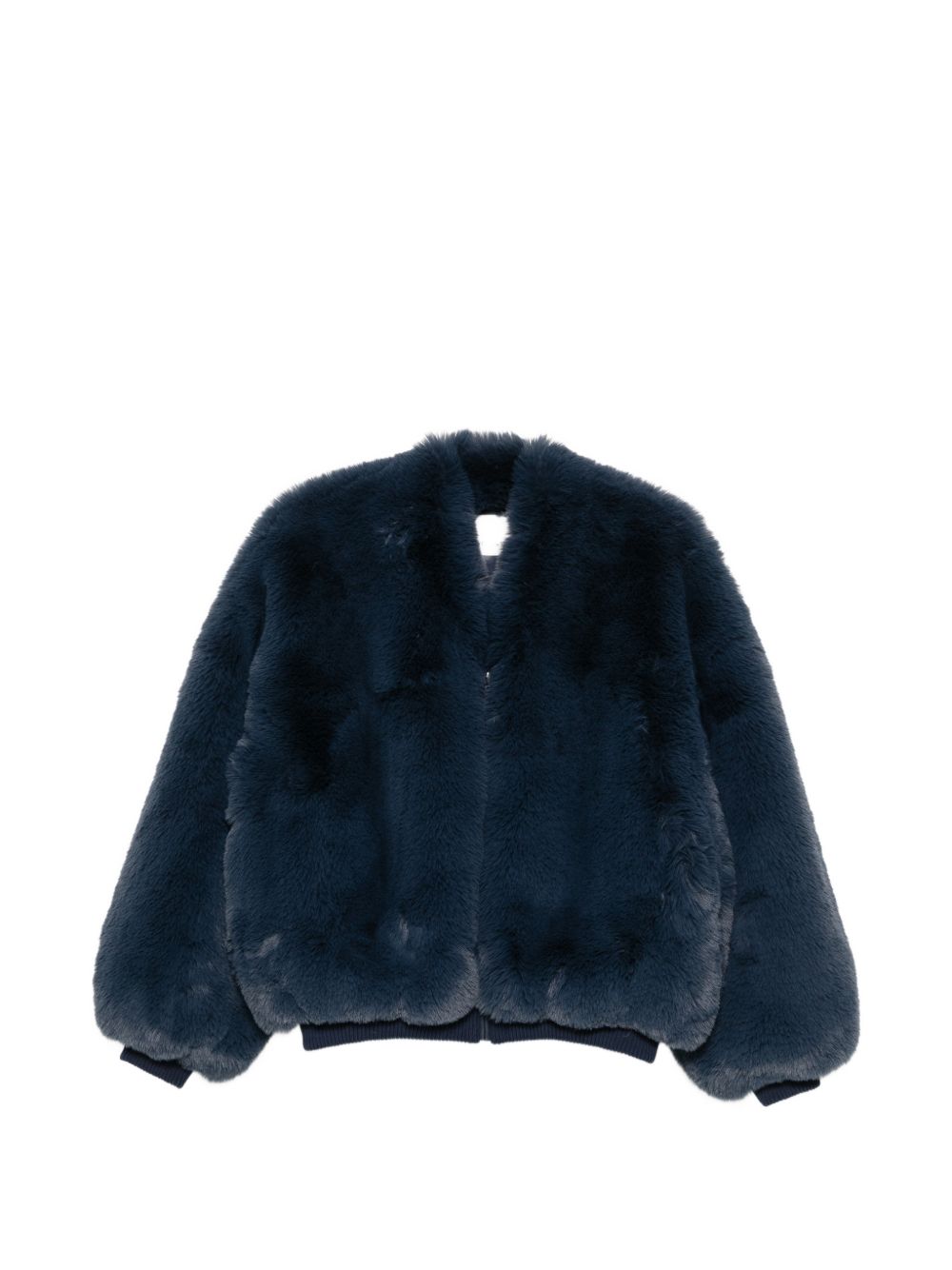 SENNA faux fur collarless jacket JAFS22739304 NAVY THE FRANKIE SHOP
