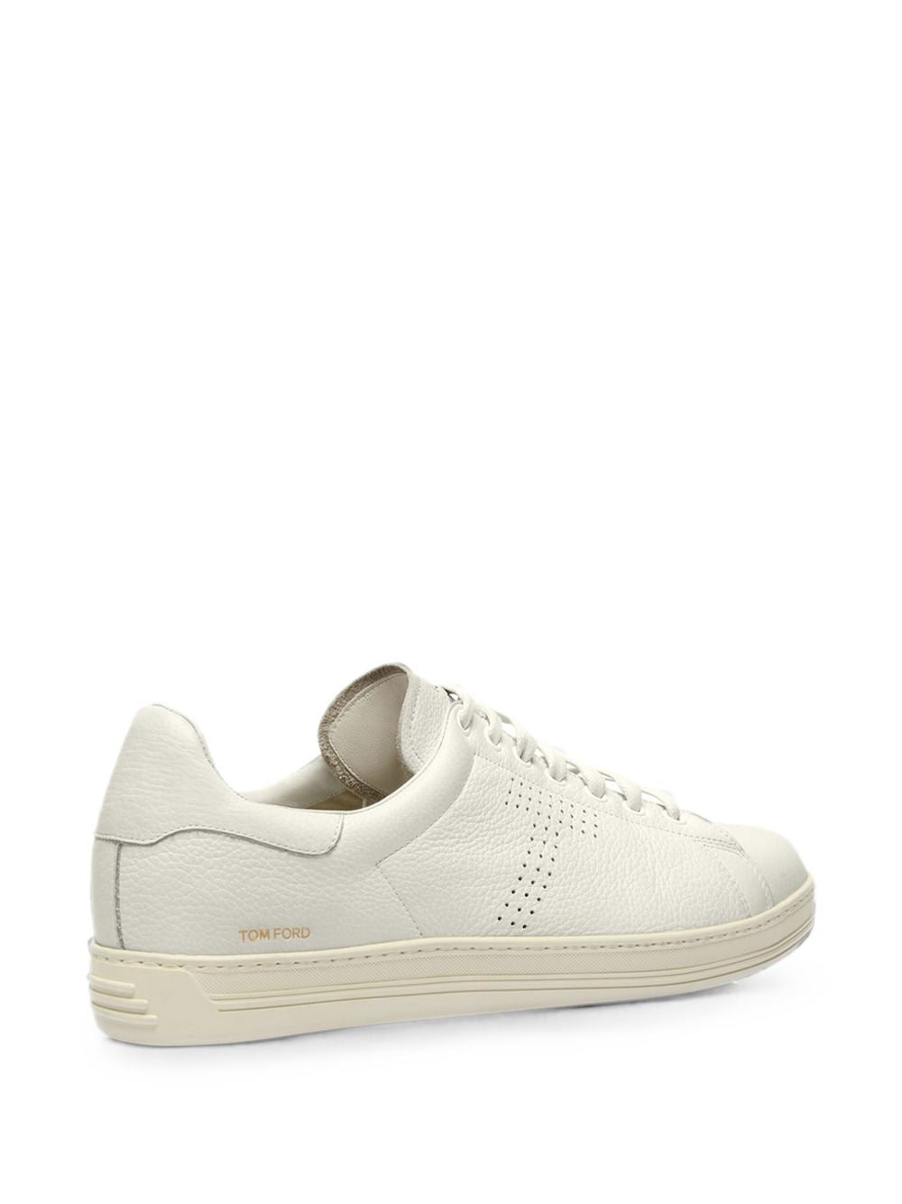 Perforated-logo leather sneakers<BR/> J1507 LCL045LGWH TOM FORD