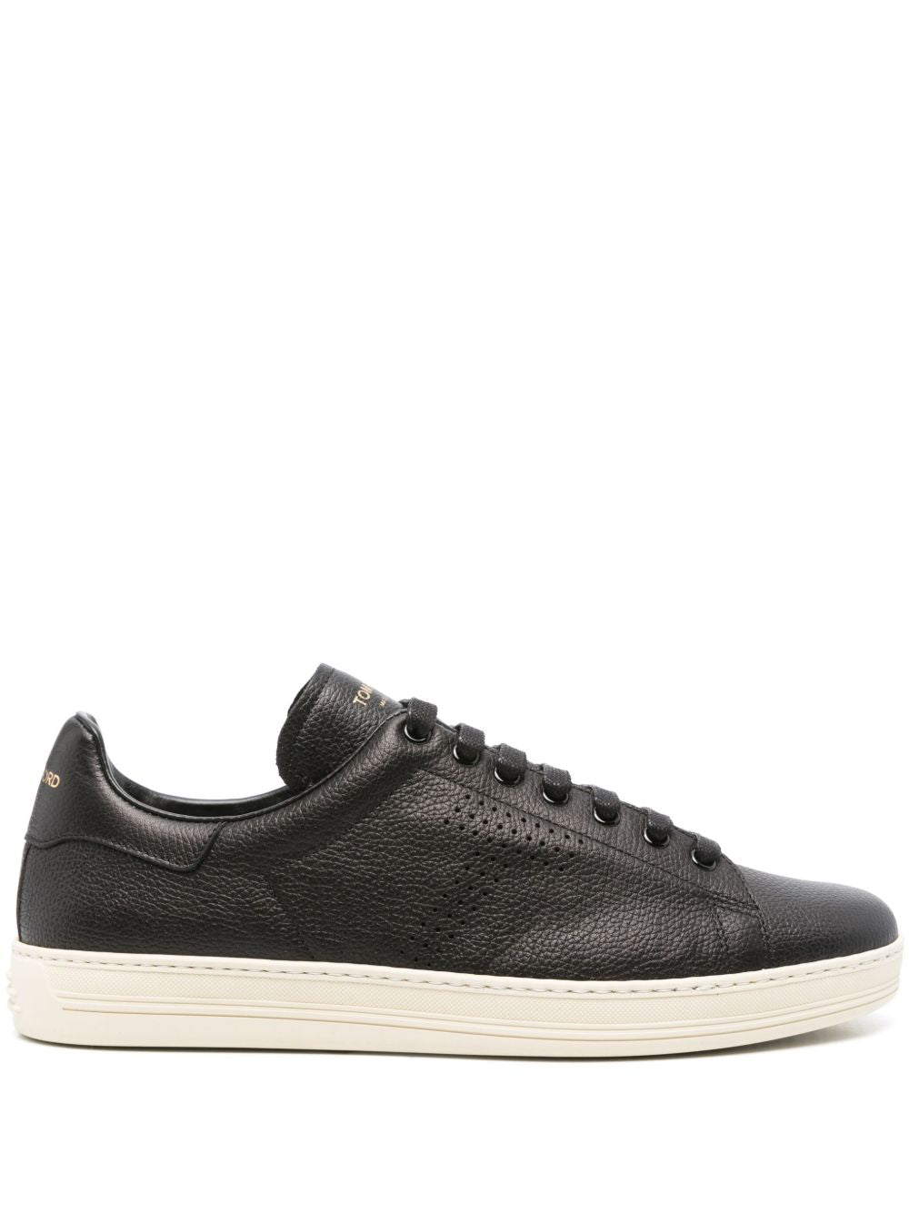 Perforated-logo leather sneakers<BR/> J1507 LCL045LNWB TOM FORD