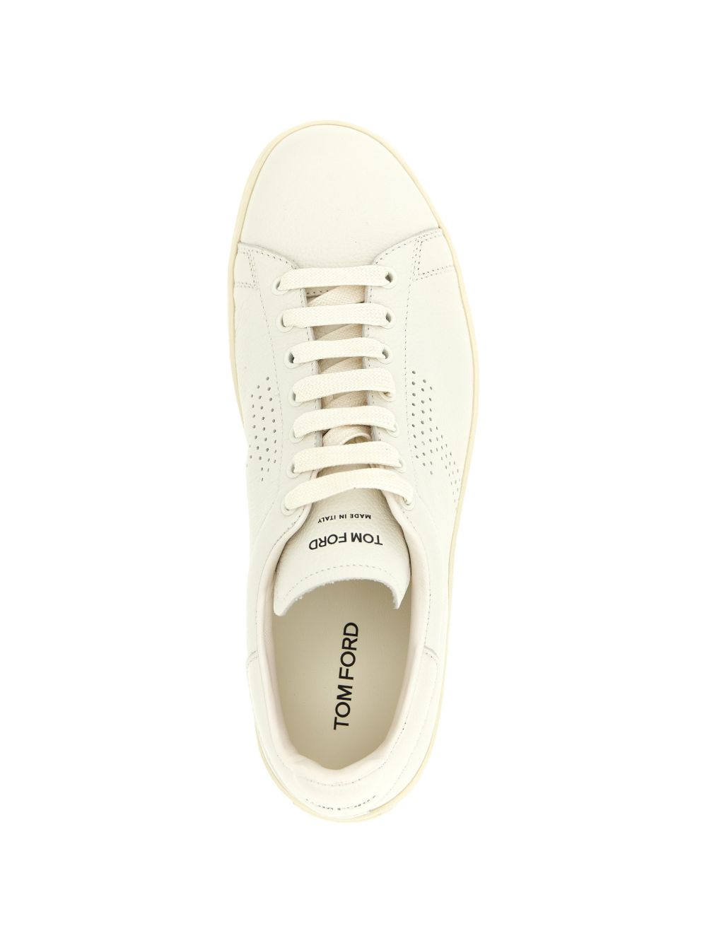 Perforated-logo leather sneakers<BR/> J1507 LCL045LWWF TOM FORD