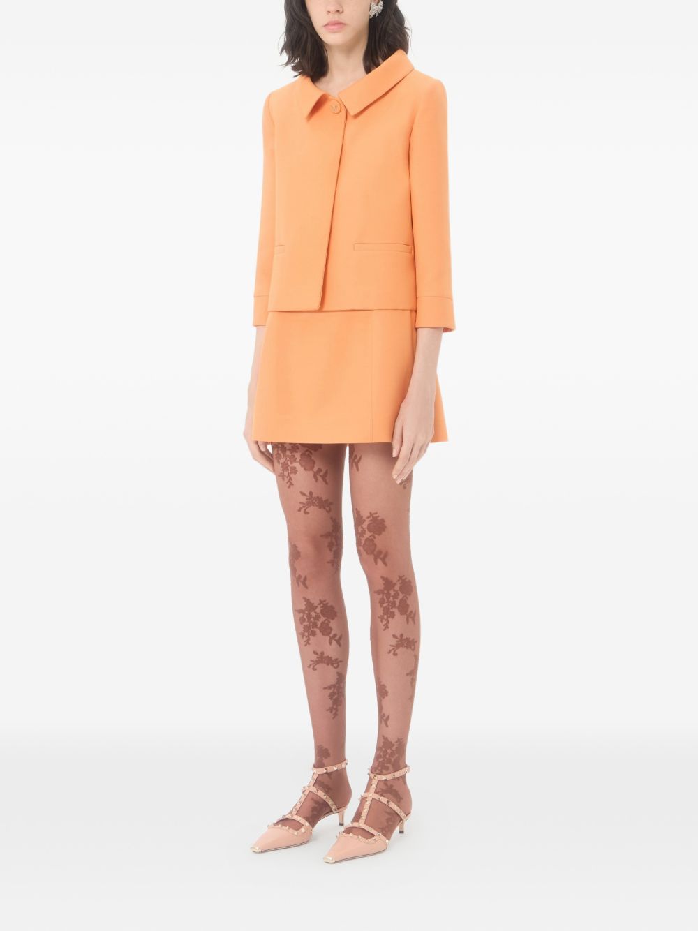 Crepe Couture skirt with heart-shaped jewel buttons 9B3RAFB01CF 136 VALENTINO GARAVANI