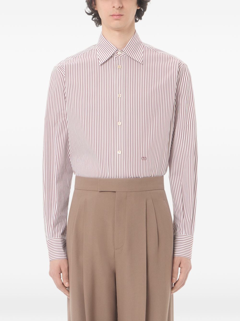 VLOGO Embroidered Striped Shirt 9V3ABS81BMR 0QZ VALENTINO GARAVANI