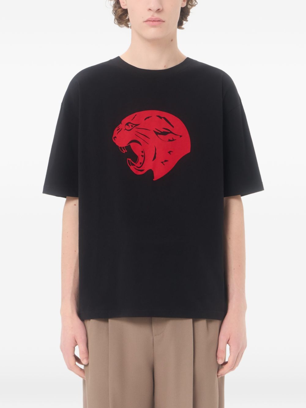 Cotton T-Shirt With Panther Print 9V3MG16PBM7 0NR VALENTINO GARAVANI