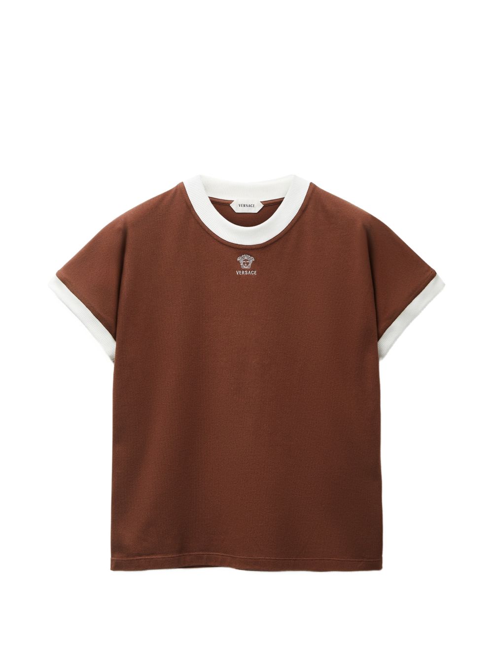 embroidered-logo stretch cotton-jersey slim T-shirt 1024824 1A186392NB50 VERSACE