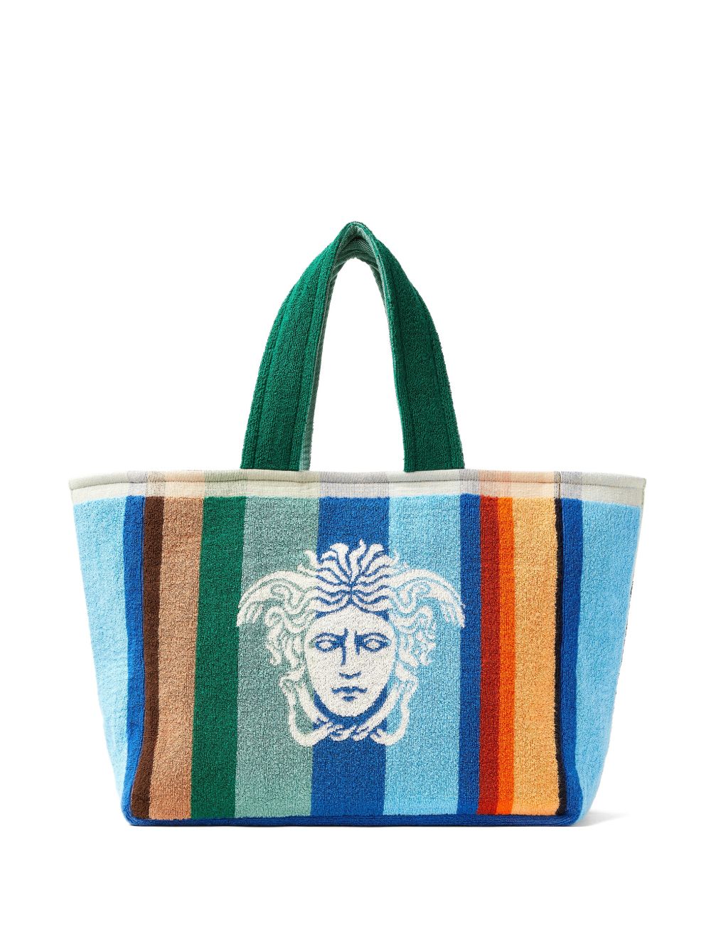 striped cotton-terry jacquard tote bag 1025330 1A183666U260 VERSACE