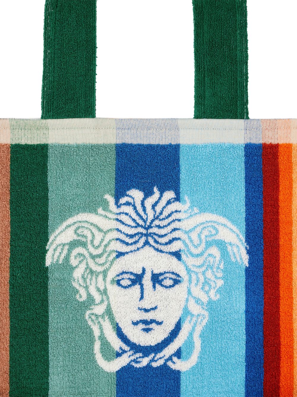 striped cotton-terry jacquard tote bag 1025330 1A183666U260 VERSACE