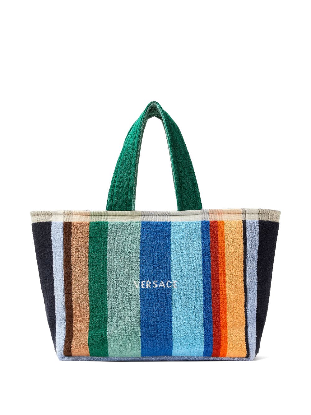 striped cotton-terry jacquard tote bag 1025330 1A183666U260 VERSACE