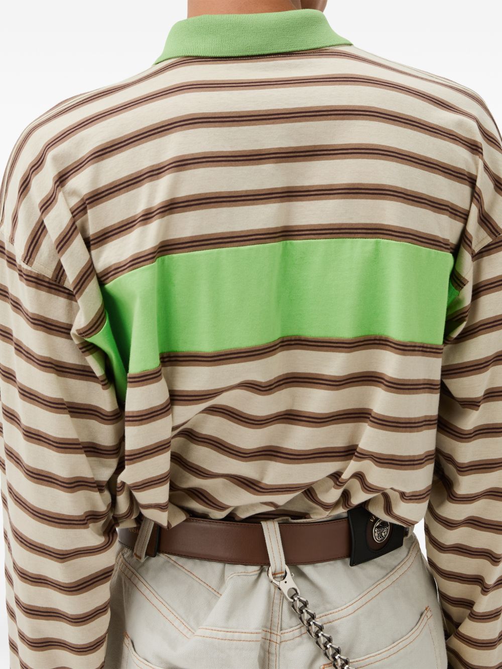 logo-embroidered striped polo shirt 1025512 1A184396K980 VERSACE