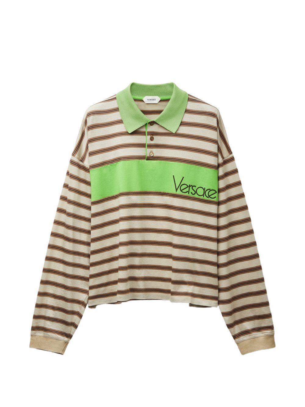 logo-embroidered striped polo shirt 1025512 1A184396K980 VERSACE