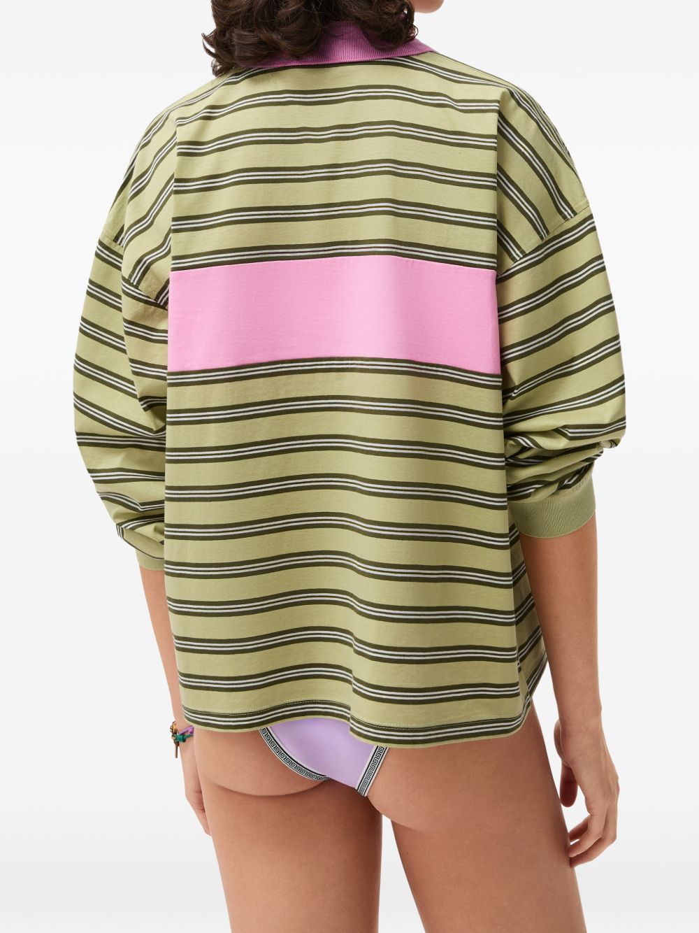 embroidered-logo striped-intarsia cotton polo 1025909 1A184396Y500 VERSACE