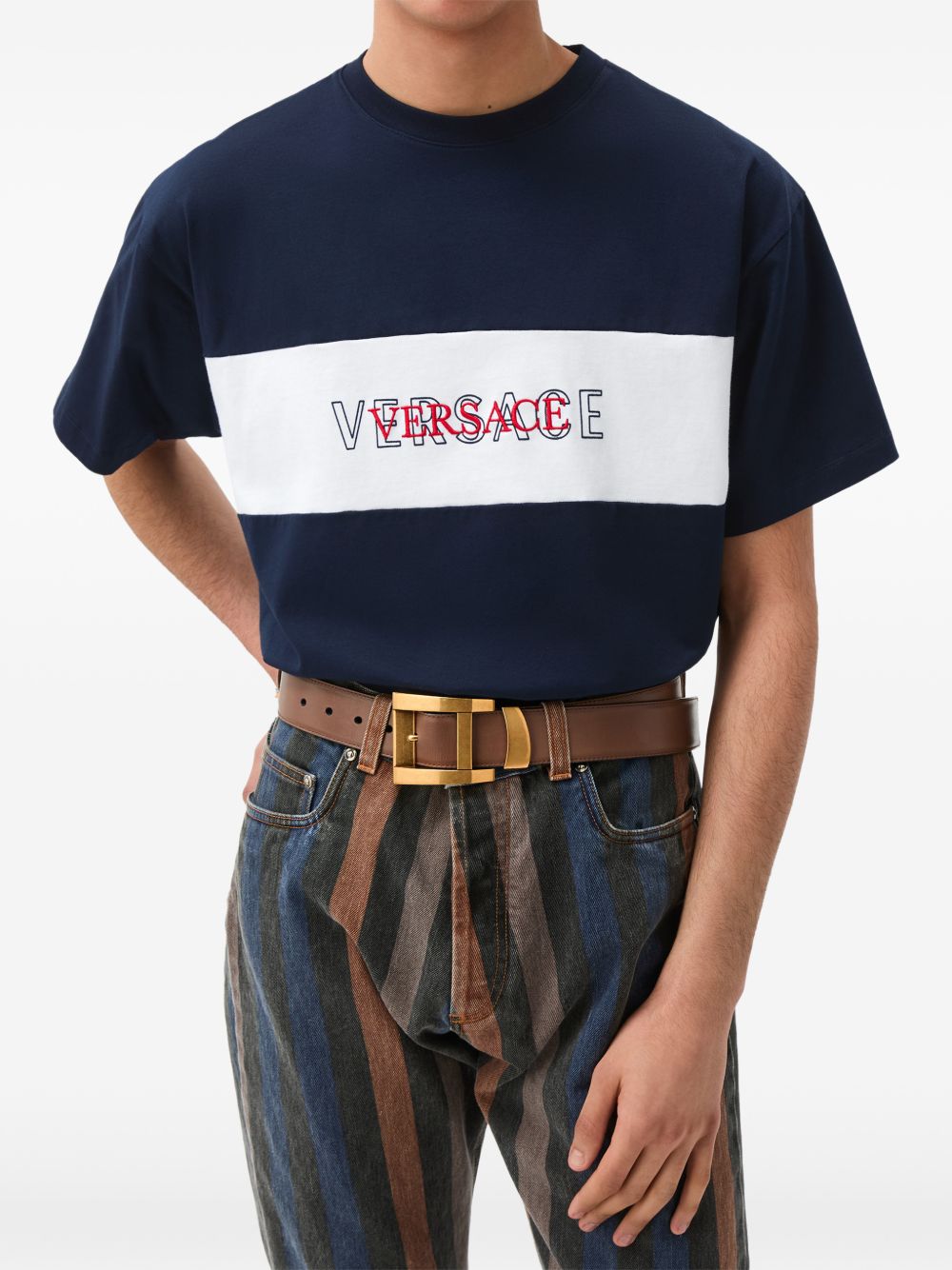 intarsia cotton-jersey T-shirt 1025944 1A183911UI20 VERSACE