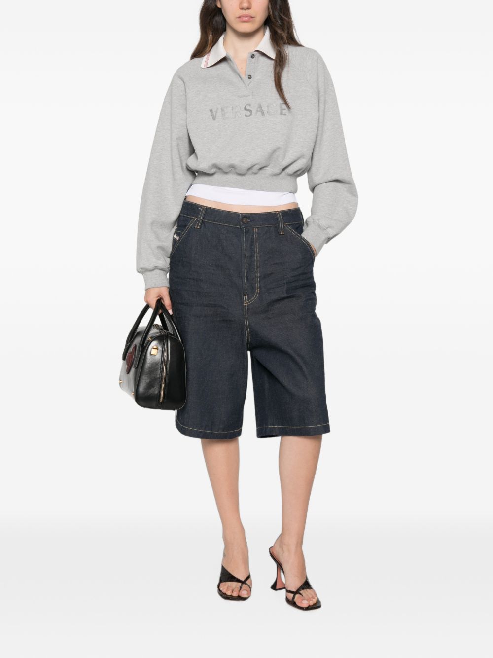 Embroidered-logo cotton-jersey sweatshirt 1026000 1A187142EQ80 VERSACE