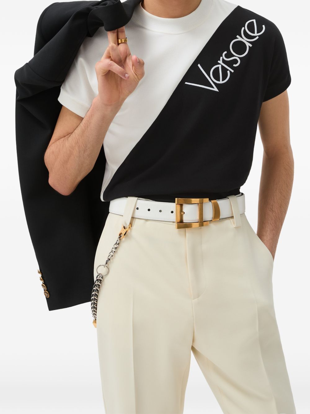 T-SHIRT VINTAGE LIGHT STRETCH COTTON JERSEY 1026052 1A187132WH80 VERSACE
