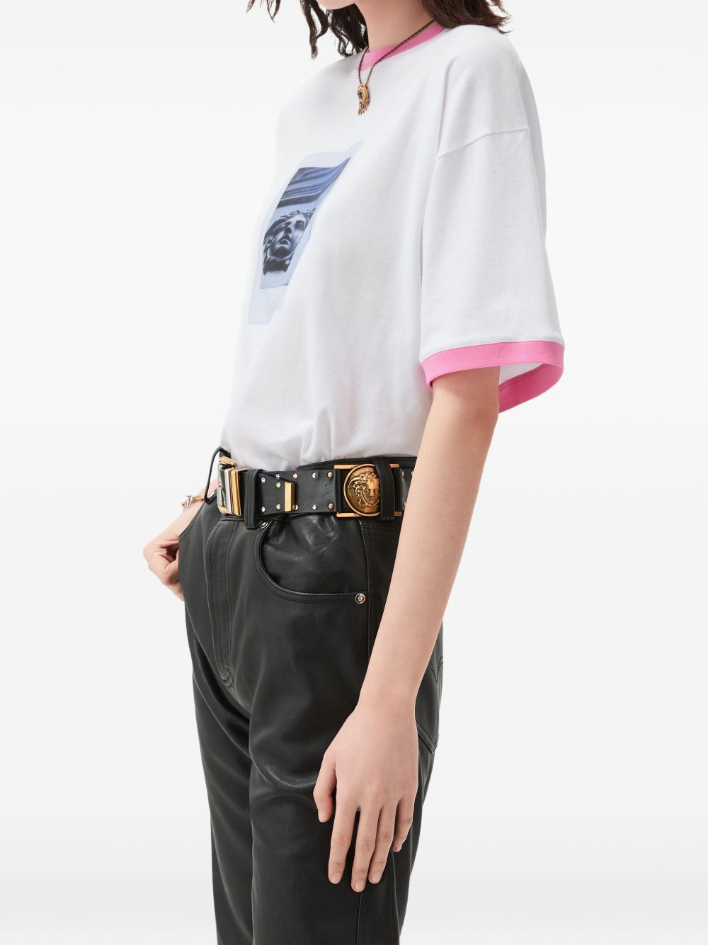 printed cotton-jersey T-Shirt 1026096 1A187332W9J0 VERSACE