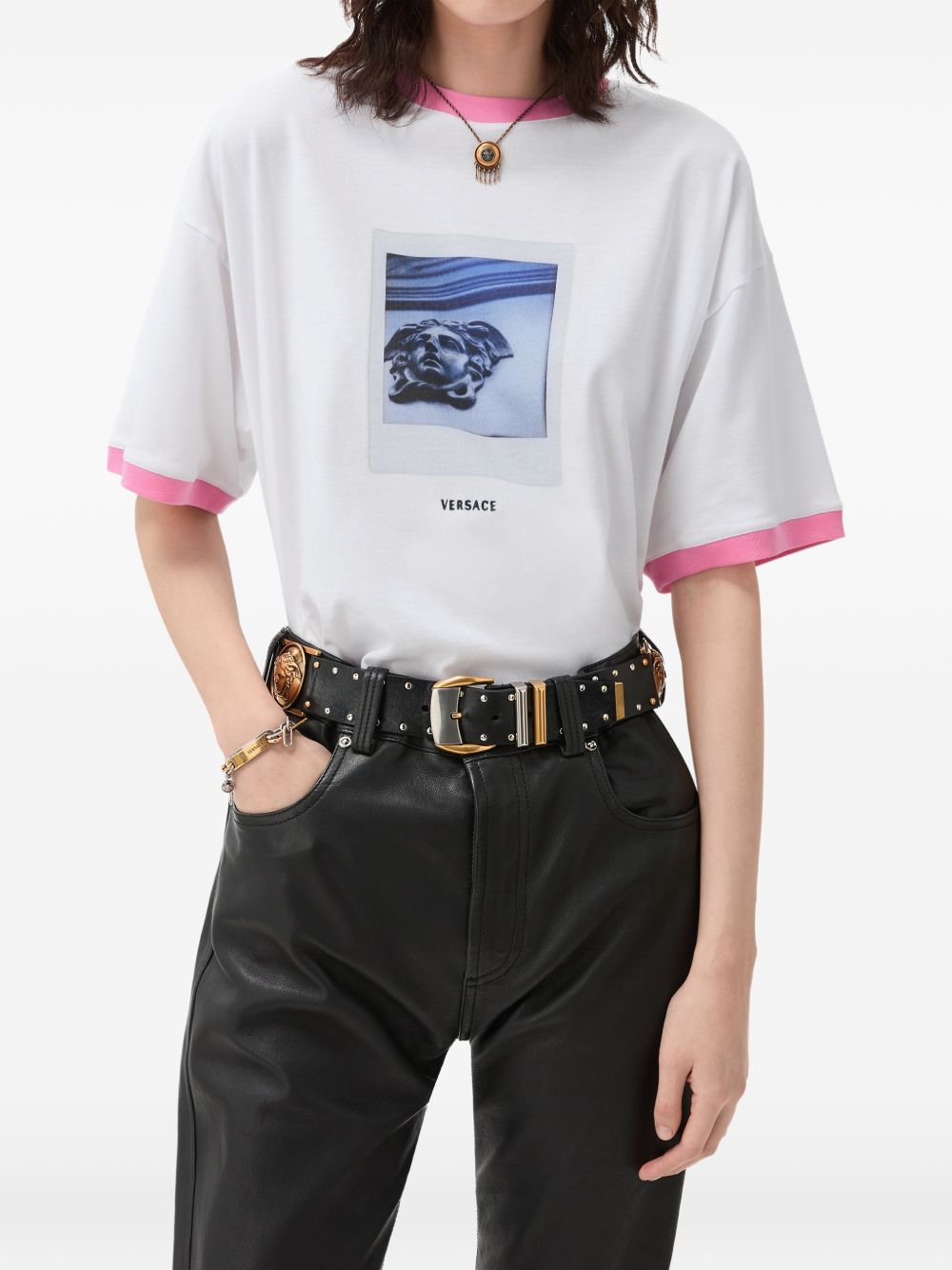 printed cotton-jersey T-Shirt 1026096 1A187332W9J0 VERSACE
