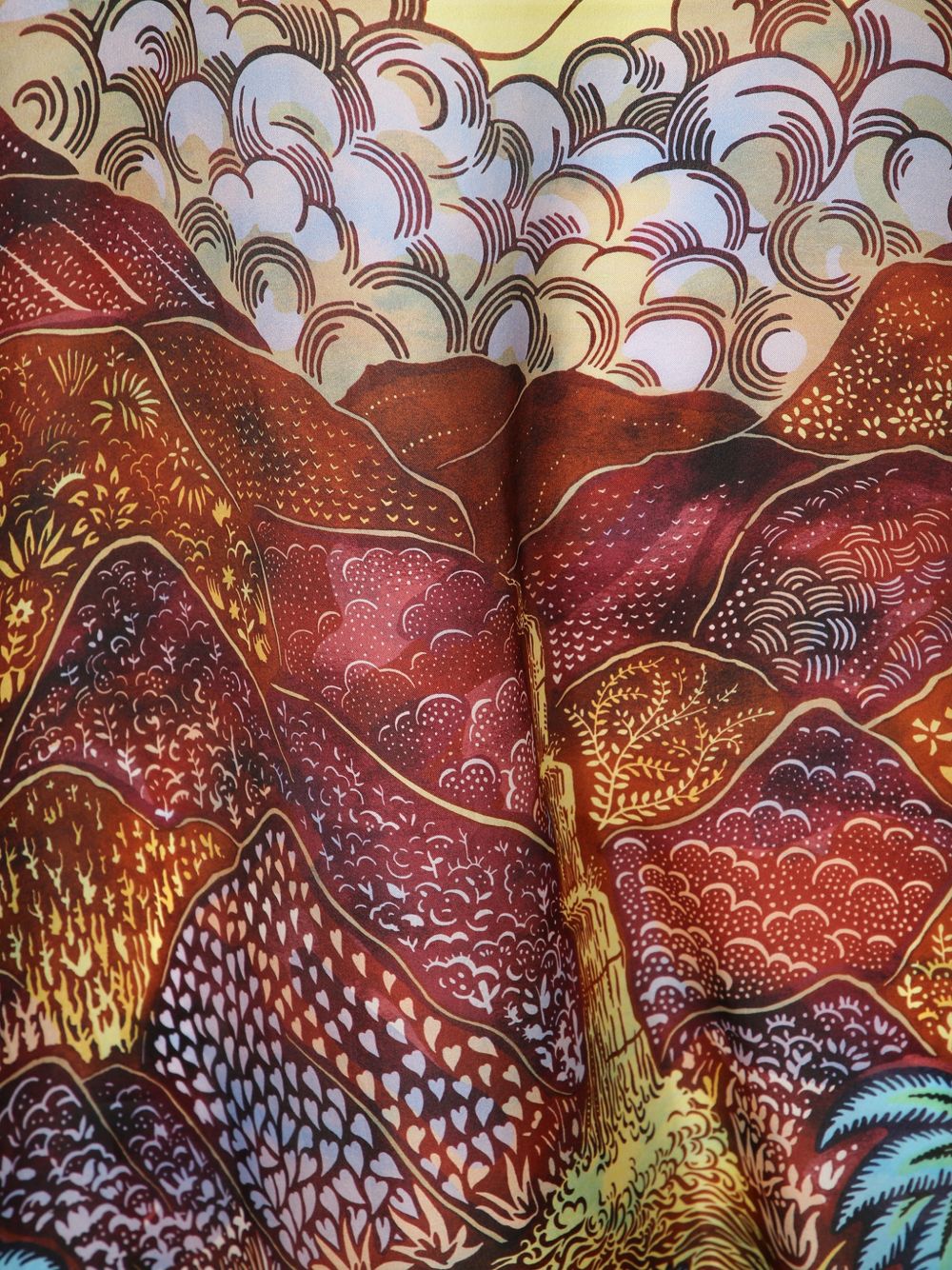 Rainbow landscape-print V-neck dress VDAW00001 VLISCO