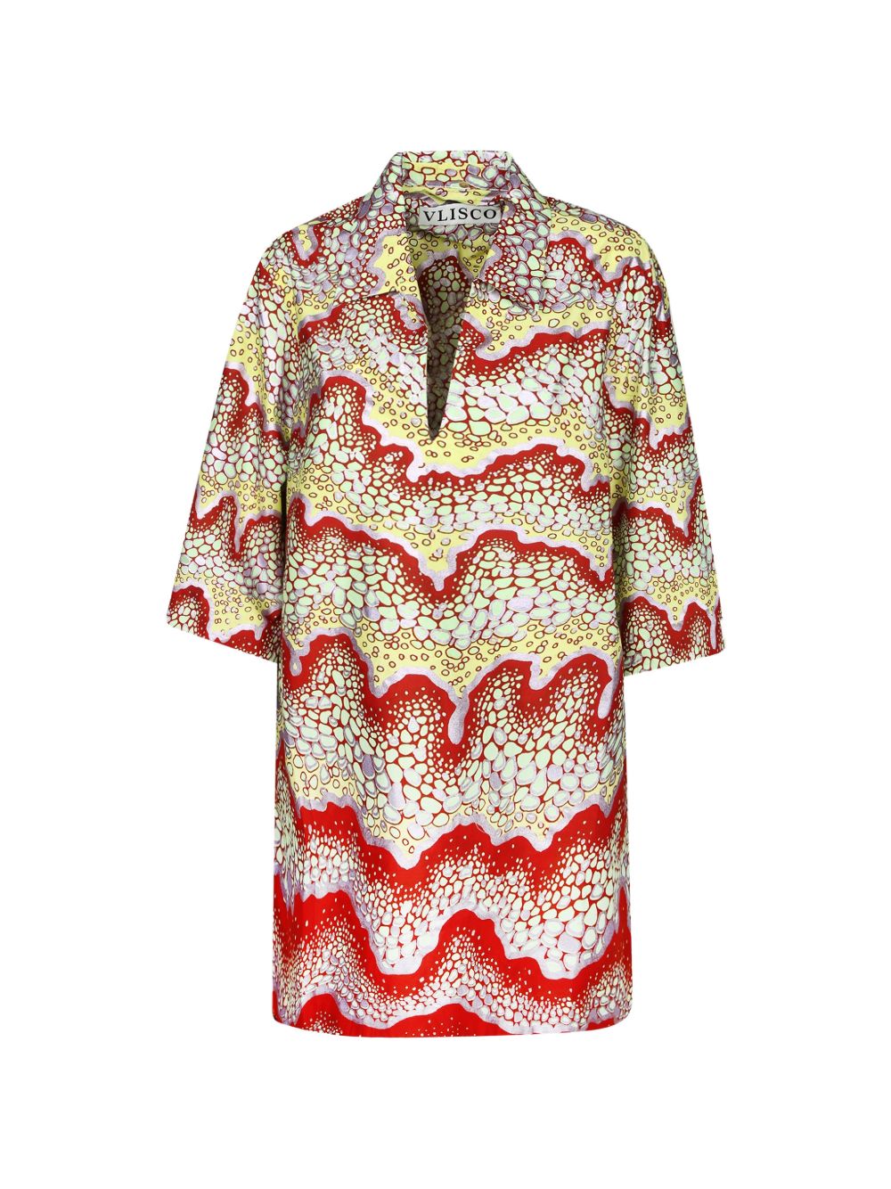 bubble waves print shirt dress VDAW00008 VLISCO