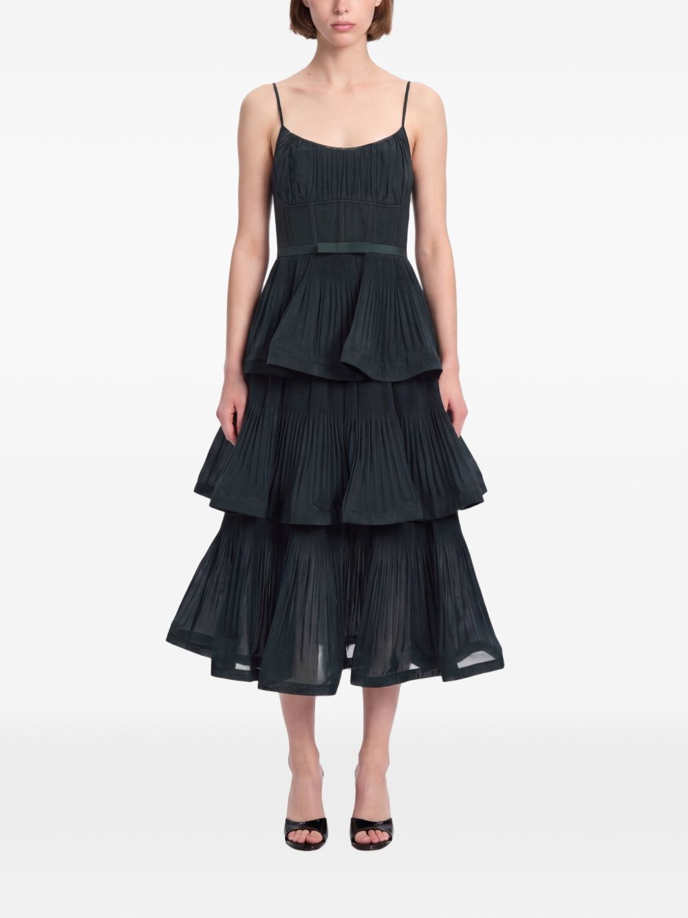 Pleated Tiered Midi Dress 6354DF26R BOGR ZIMMERMANN