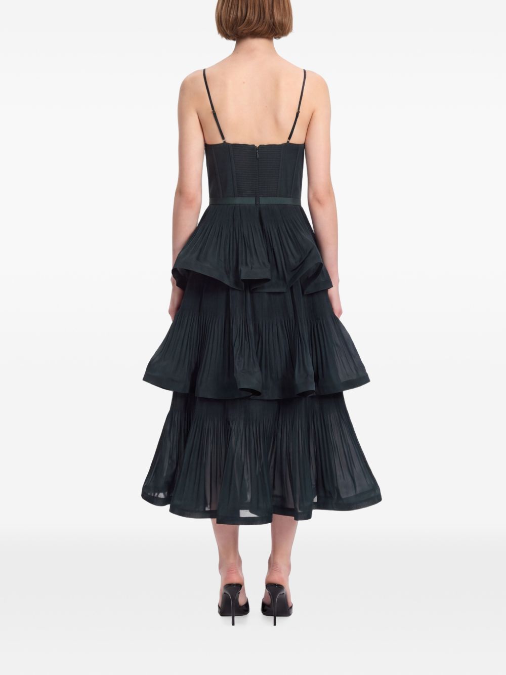 Pleated Tiered Midi Dress 6354DF26R BOGR ZIMMERMANN