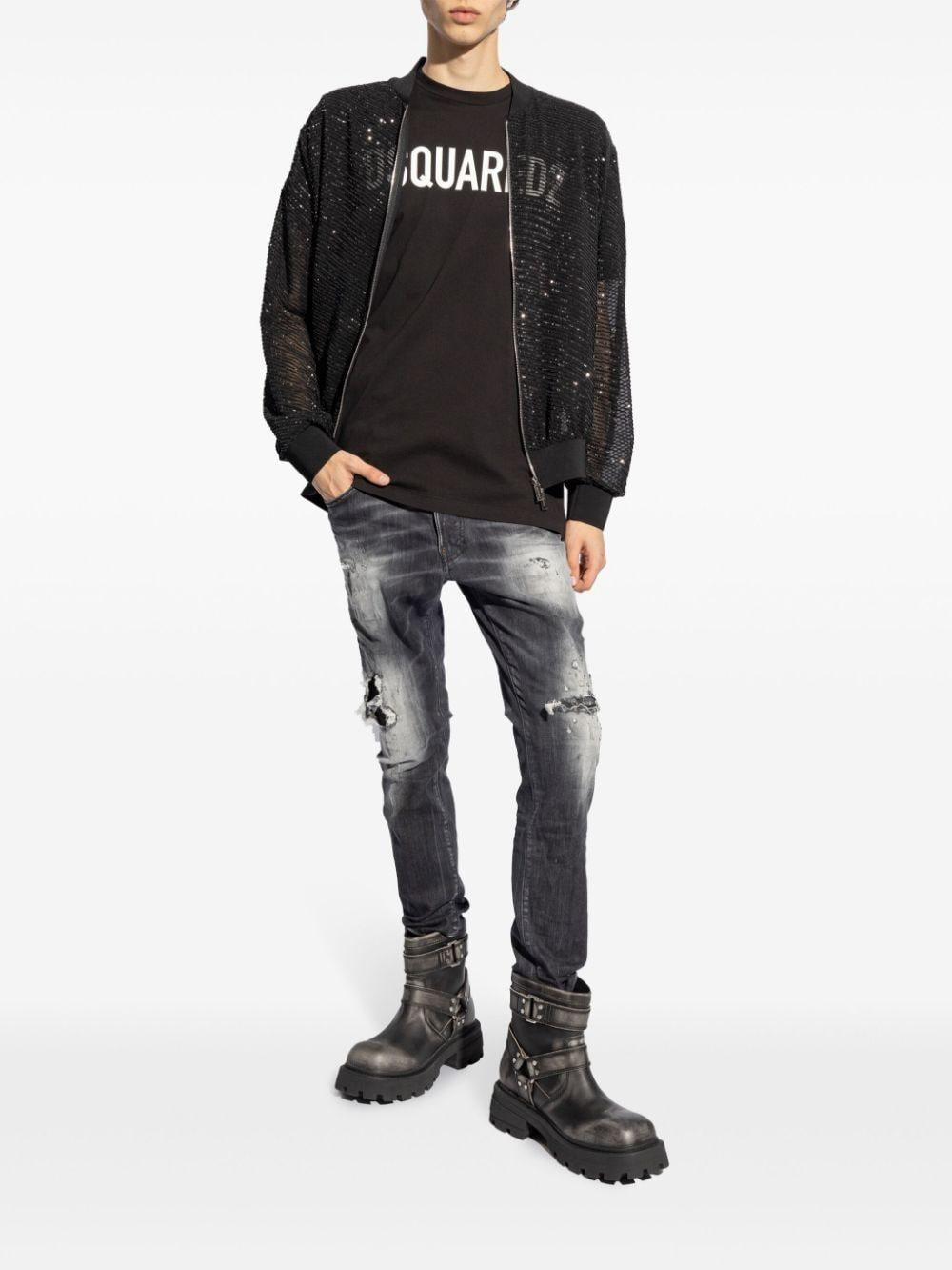 Distressed straight-leg jeans<BR/><BR/><BR/> S74LB1595 S30503900 DSQUARED2