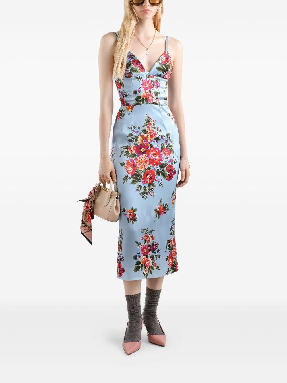 Flower bouquet-print satin dress F610GT FSICEHC5ZO DOLCE & GABBANA