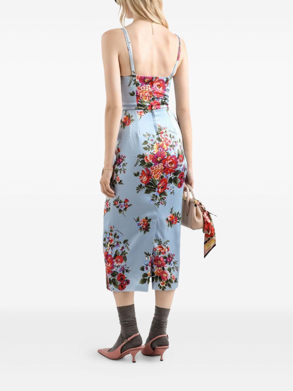 Flower bouquet-print satin dress F610GT FSICEHC5ZO DOLCE & GABBANA