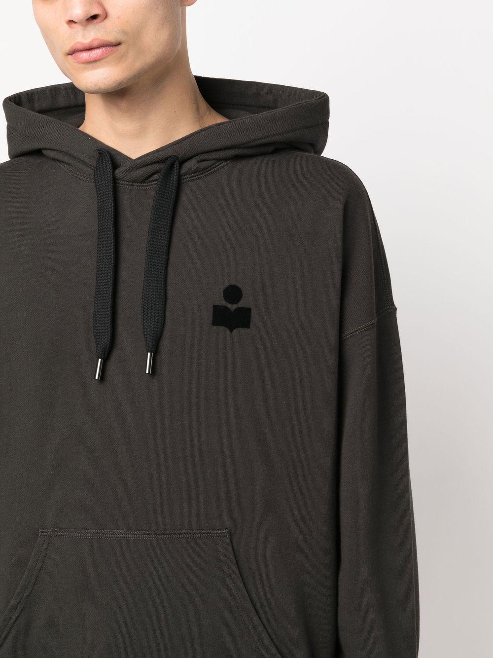 Black flocked-logo drawstring hoodie SW0028HA A1M05H02FK ISABEL MARANT
