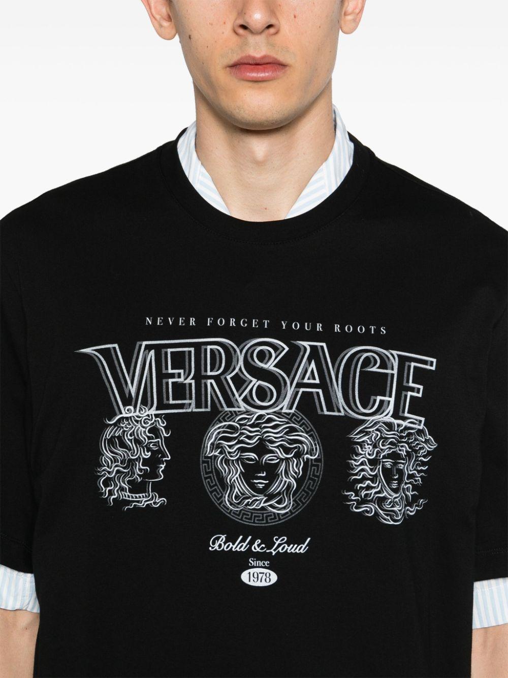 Logo-print cotton T-shirt<BR/><BR/> 1013302 1A114082B510 VERSACE