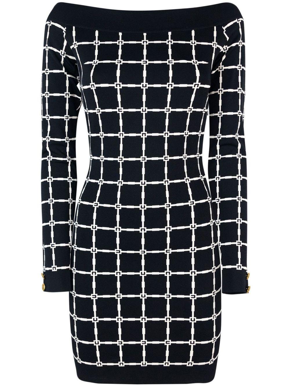 Logo jacquard dress with boat neckline AM57B51E2 685 ELISABETTA FRANCHI