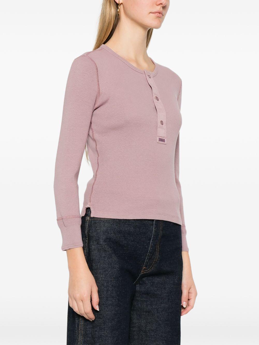 Fitted cotton jersey Henley shirt CH26SJH30185 50C CHLOÉ
