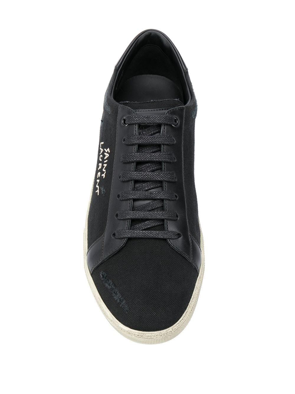 Black/white logo-print low-top sneakers 611106GUP50 1000 SAINT LAURENT