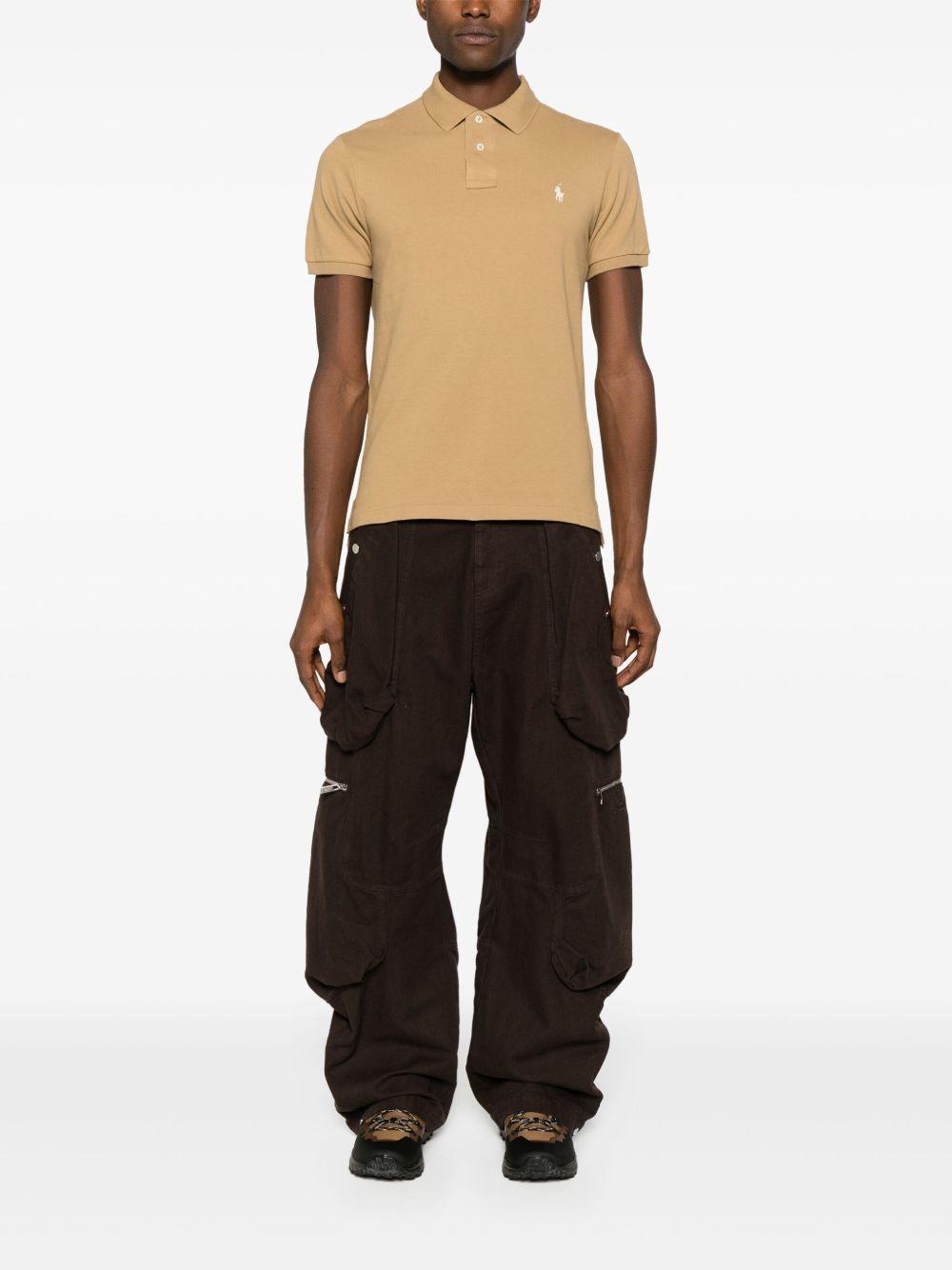 Pony-embroidered cotton polo shirt<BR/><BR/><BR/> 710536856379 CAFE TAN POLO RALPH LAUREN
