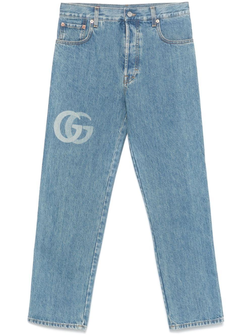 Denim trousers with lasered Double G 815642 XDC6W4492 GUCCI