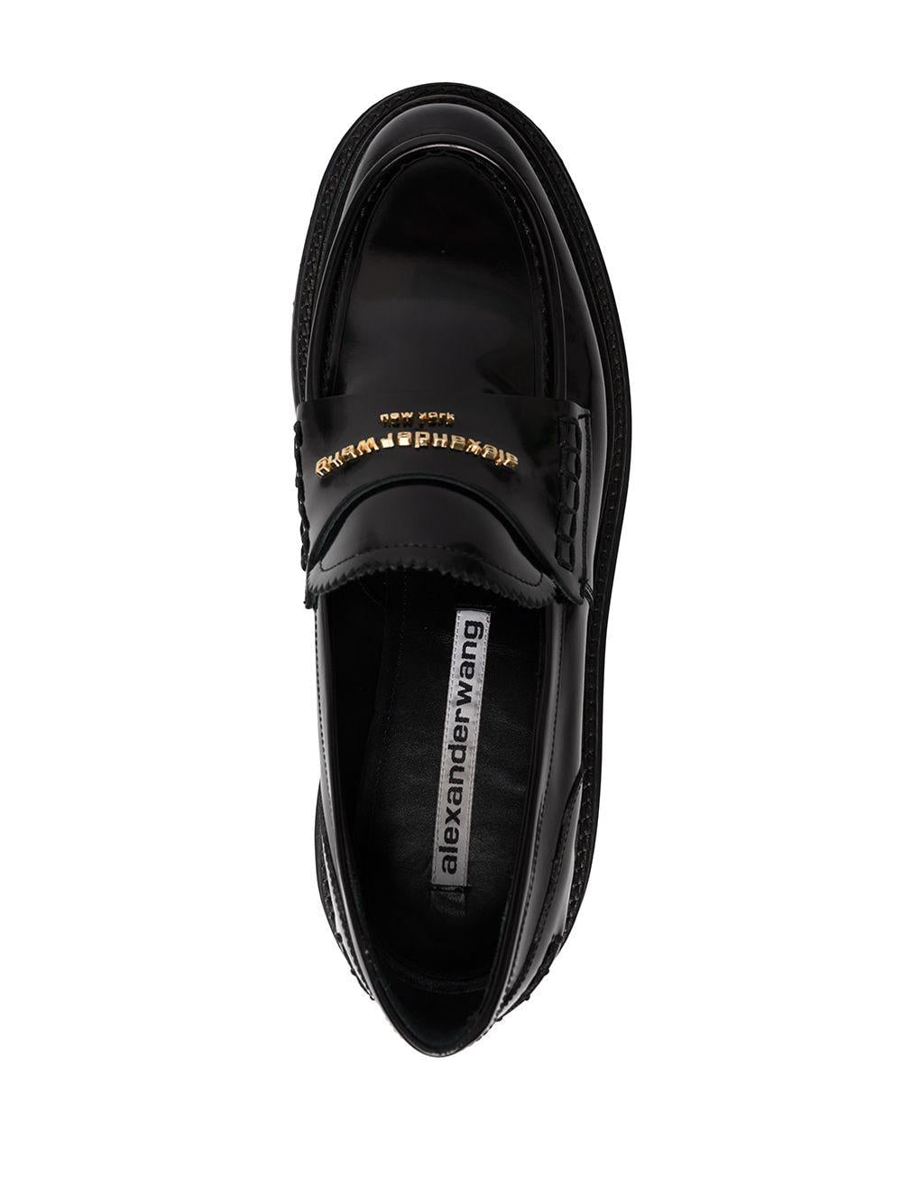 Black leather chunky sole leather loafers 30322F023 001 ALEXANDER WANG