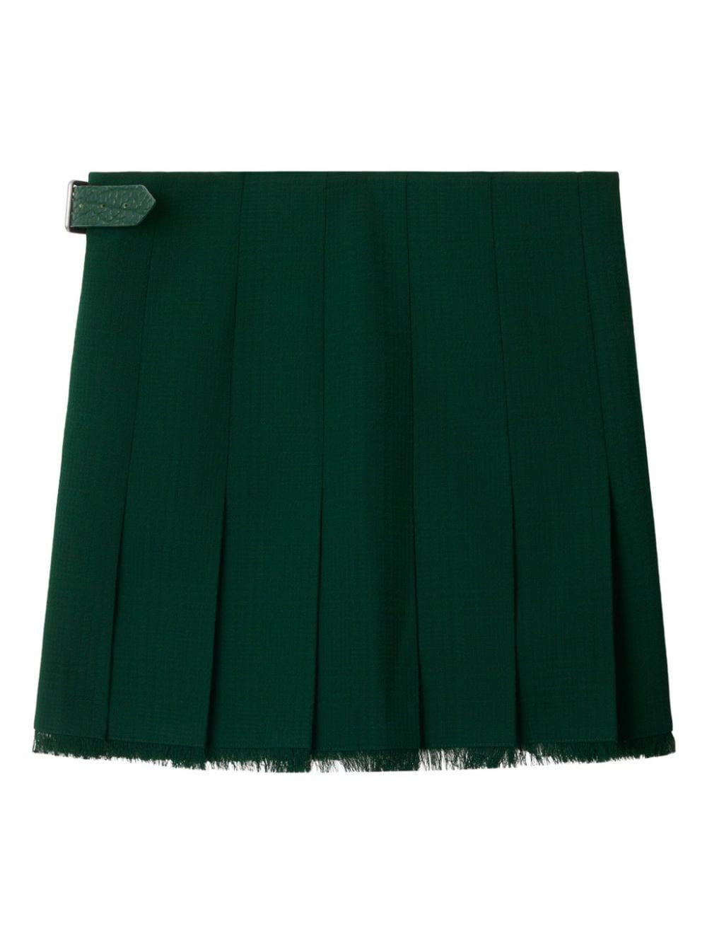 Frayed-edge wool pleated skirt<BR/><BR/><BR/> 8083029 B8636 BURBERRY