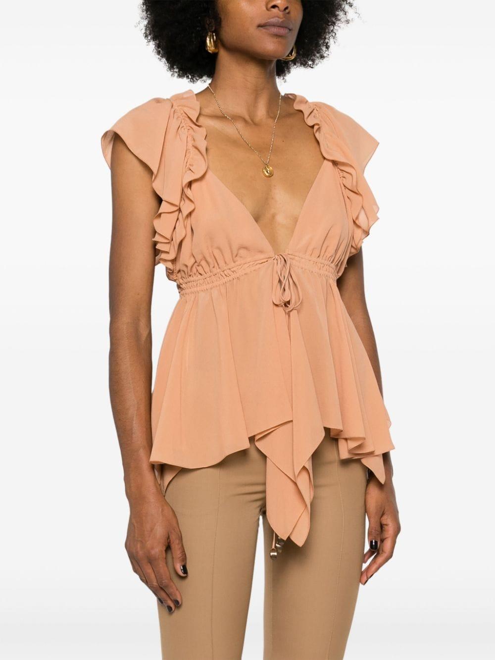 Ruffled trim plunging top CH24AHT41002 26W CHLOÉ
