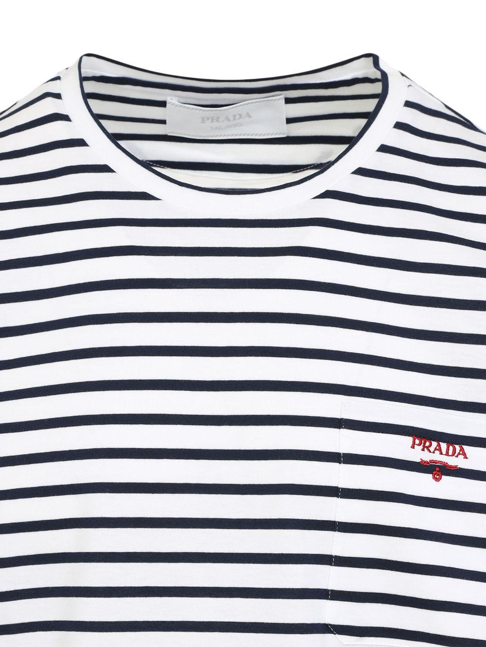 Logo-embroidered T-shirt<BR/><BR/><BR/> UJN929 1045F0UB0 PRADA