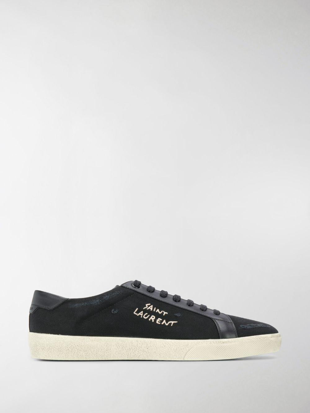 Black/white logo-print low-top sneakers 611106GUP50 1000 SAINT LAURENT