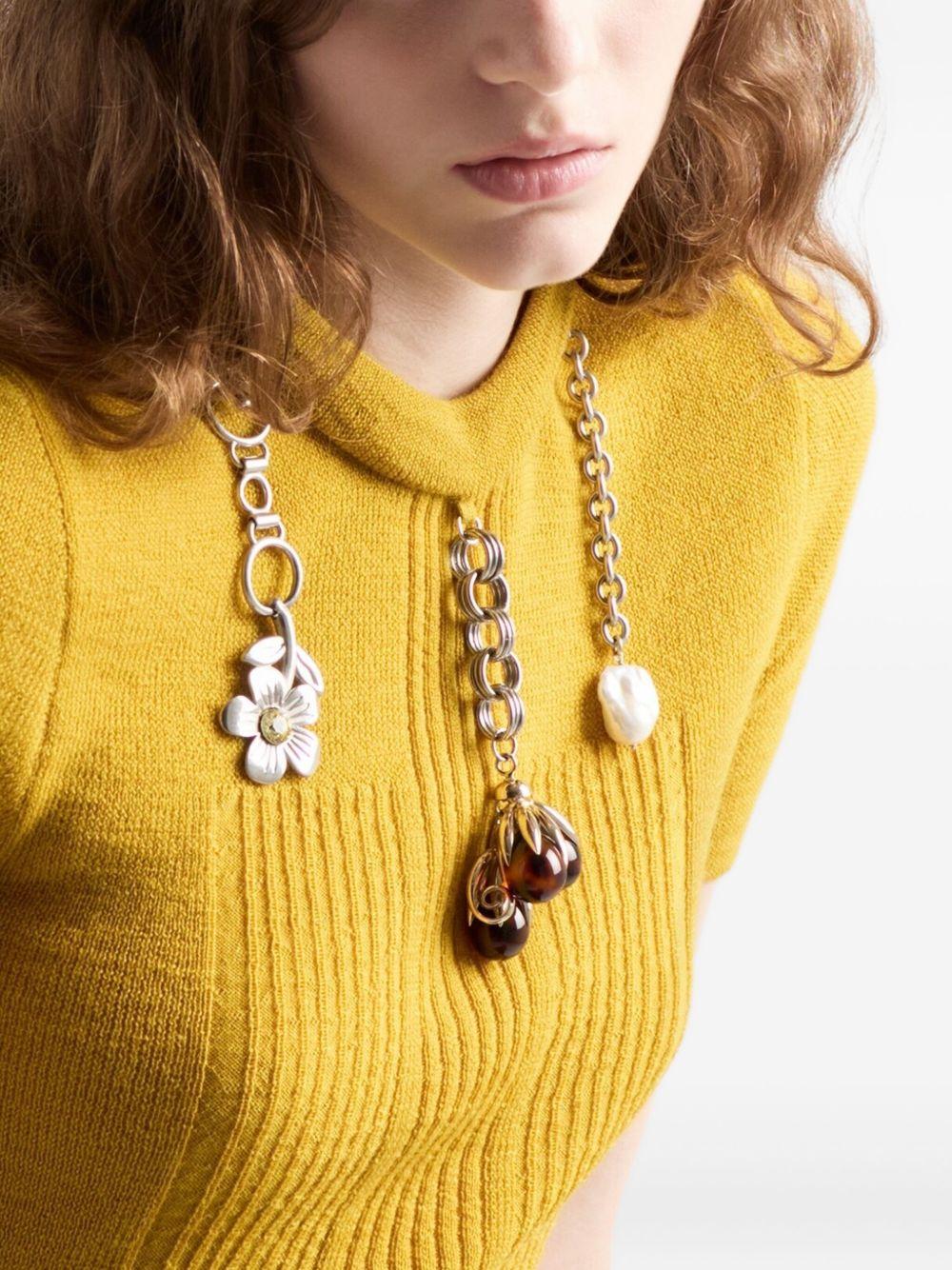 Short-sleeved wool knit sweater with pendants P24V2L17ZE S-OOOF0037 PRADA