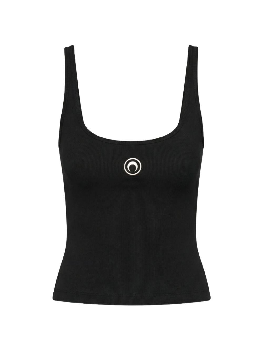 moon logo ribbed tank top WTO507A CJER0011BK99 MARINE SERRE