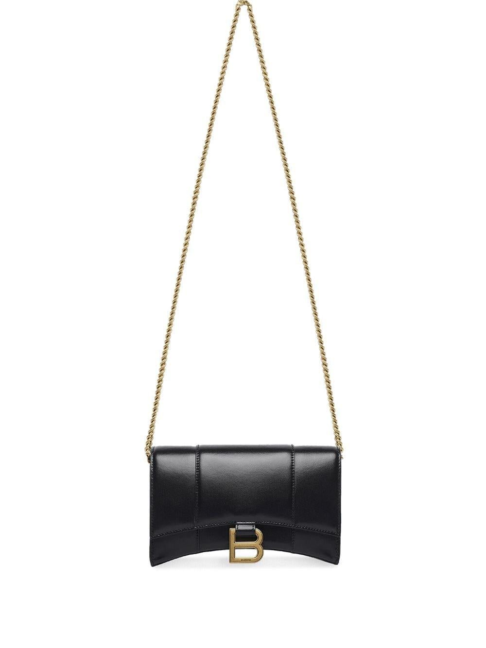 Hourglass leather wallet-on-chain<BR/><BR/><BR/> 656050 1QJ4M1000 BALENCIAGA